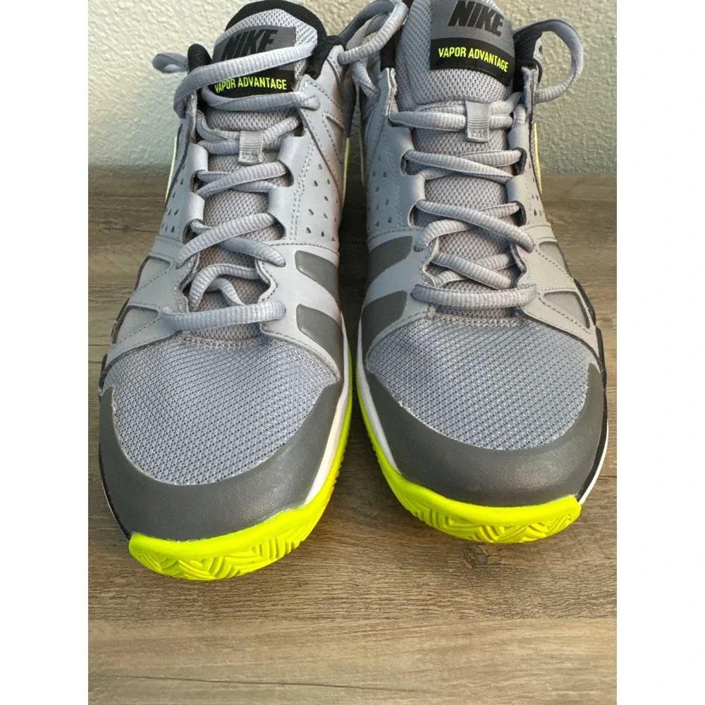 Nike Air Vapor Advantage Mens 12.5 Grey Black Volt Tennis Shoes 599359-070